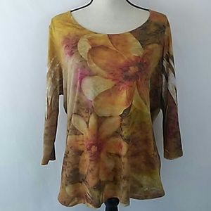 Coldwater Creek Floral Top Fall Motif